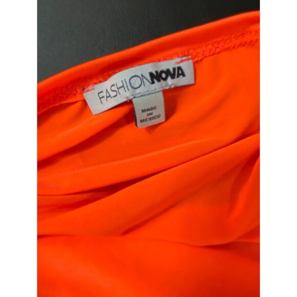 3-Piece Neon Orange Loungewear Set Fashion Nova Bra Pants & Long Duster Large - Picture 5 of 8